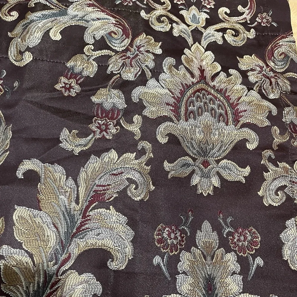 Croscill‎ Curtain Panels Chocolate Brown Gold Jacobean Tie Back Set Of 2 42x84